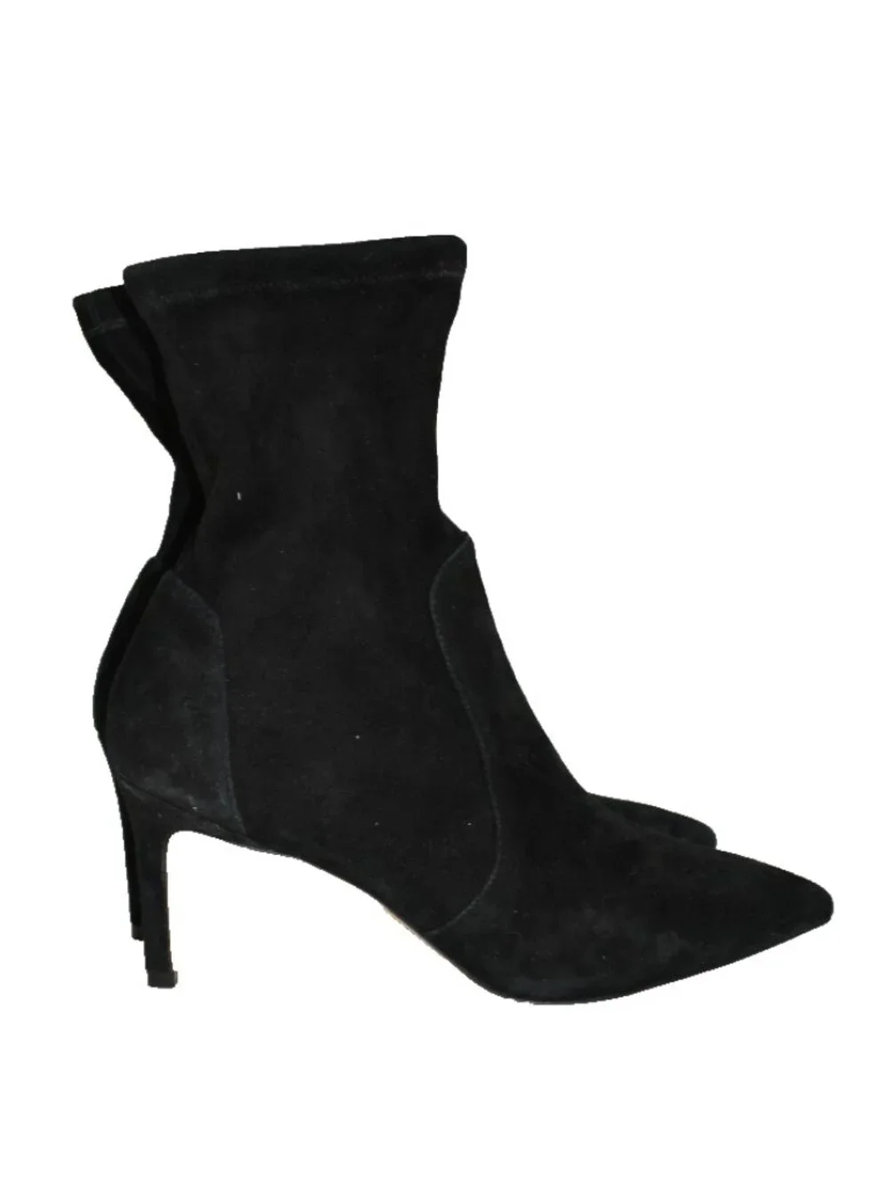 $700 Stuart Weitzman 75 Ankle pointy toe Bootie Heel Sock Suede Back 8.5 (PC13)